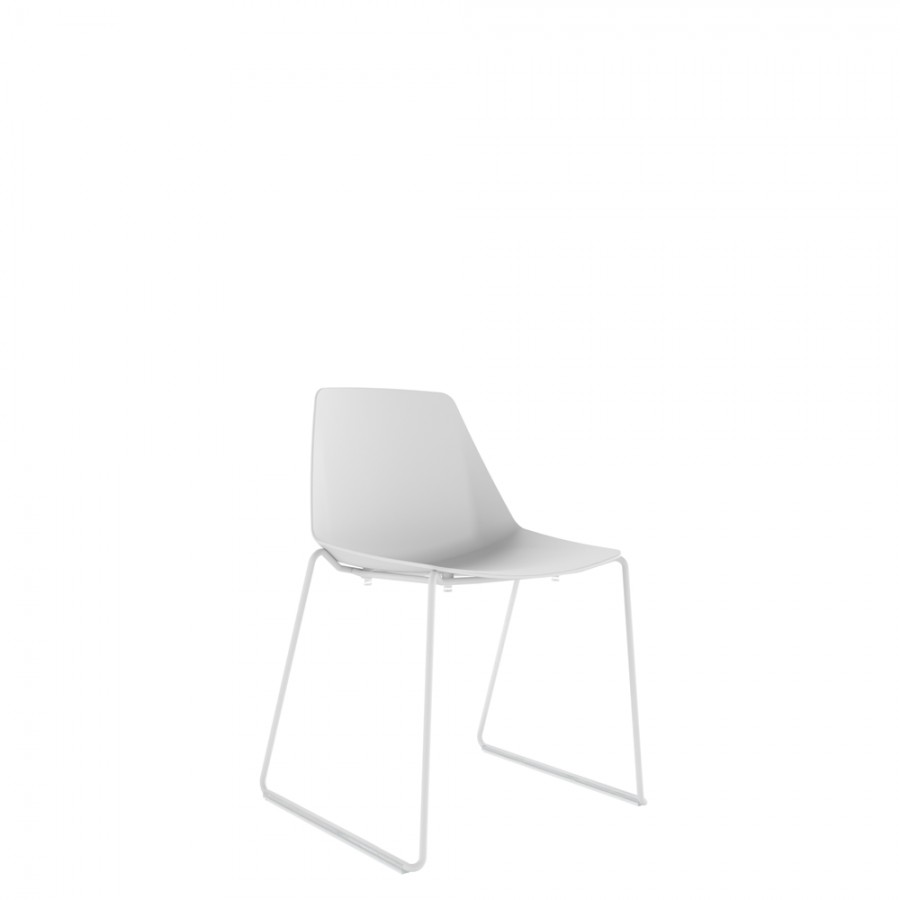 Polypropylene Shell Chair White Steel Skid Frame